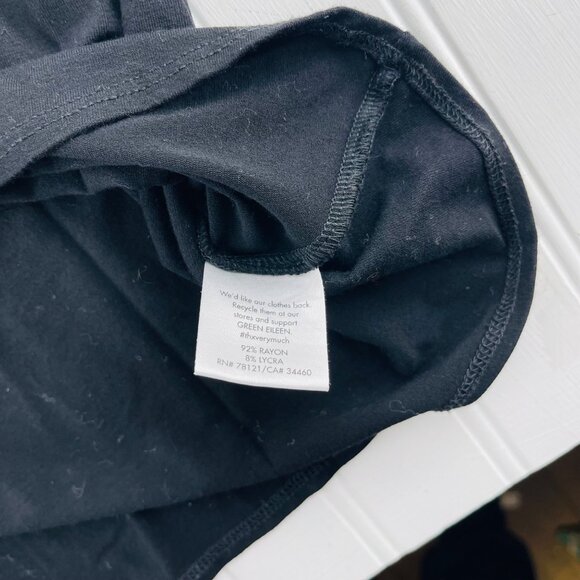 Eileen Fisher Black A-Line Tunic Blouse With 3/4 Sleeves Size Small Stretch Knit - Picture 4 of 5